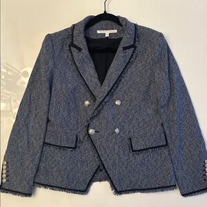 Veronica Beard Navy and White Tweed Blazer